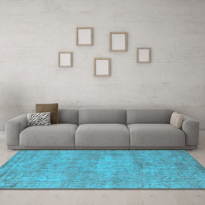 Machine Washable Oriental Light Blue Industrial Rug in a Living Room, wshurb1740lblu
