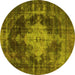 Round Oriental Yellow Industrial Rug, urb1741yw