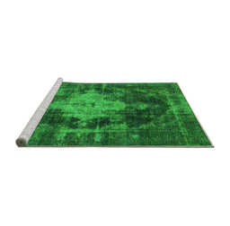 Sideview of Machine Washable Oriental Green Industrial Area Rugs, wshurb1741grn