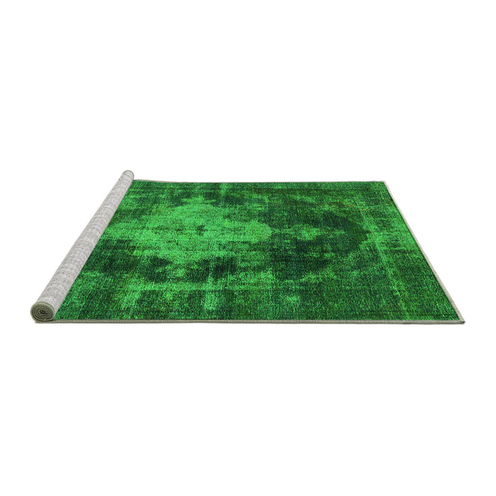 Sideview of Machine Washable Oriental Green Industrial Area Rugs, wshurb1741grn