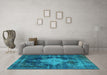 Machine Washable Oriental Light Blue Industrial Rug in a Living Room, wshurb1741lblu