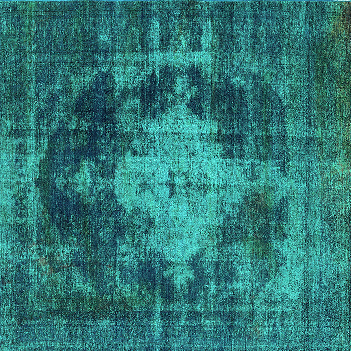 Square Oriental Turquoise Industrial Rug, urb1741turq