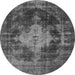 Round Machine Washable Oriental Gray Industrial Rug, wshurb1741gry