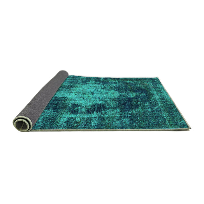 Sideview of Oriental Turquoise Industrial Rug, urb1741turq