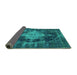 Sideview of Oriental Turquoise Industrial Rug, urb1741turq