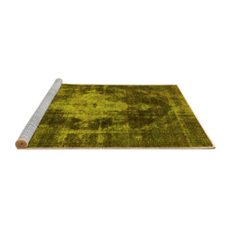 Sideview of Machine Washable Oriental Yellow Industrial Rug, wshurb1741yw