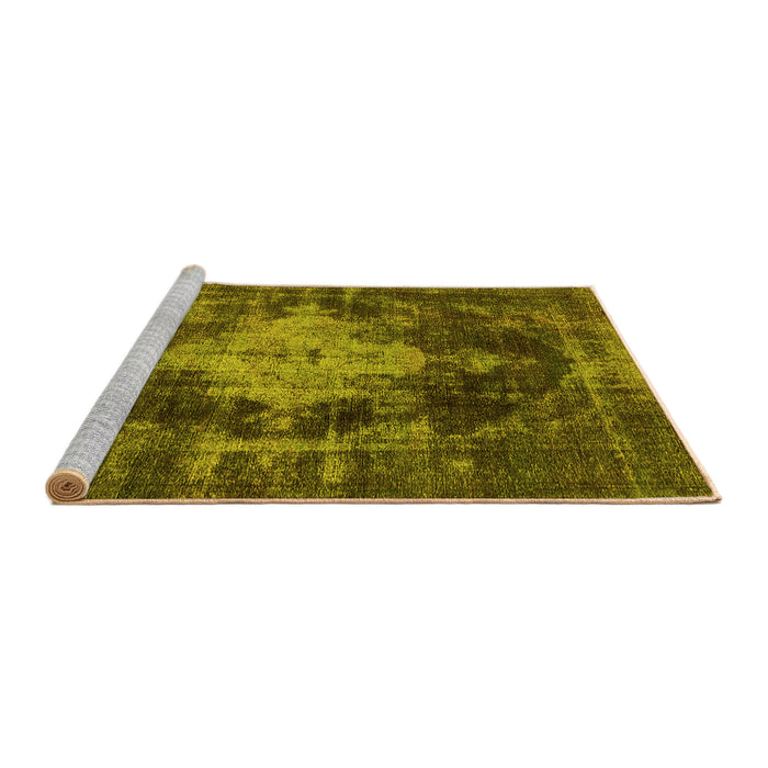 Sideview of Machine Washable Oriental Yellow Industrial Rug, wshurb1741yw