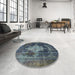 Round Machine Washable Industrial Modern Light Slate Gray Rug in a Office, wshurb1741