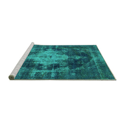 Sideview of Machine Washable Oriental Turquoise Industrial Area Rugs, wshurb1741turq