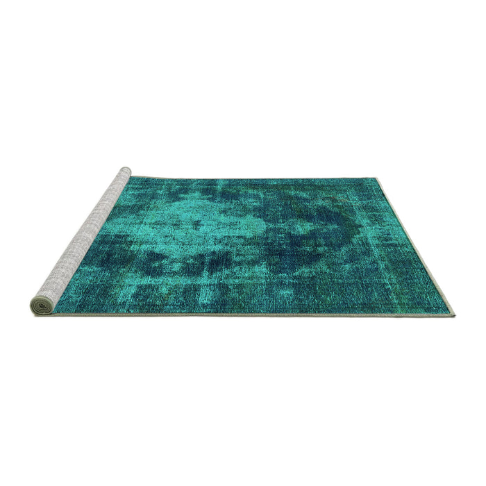 Sideview of Machine Washable Oriental Turquoise Industrial Area Rugs, wshurb1741turq