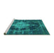 Sideview of Machine Washable Oriental Turquoise Industrial Area Rugs, wshurb1741turq