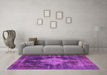 Machine Washable Oriental Pink Industrial Rug in a Living Room, wshurb1741pnk