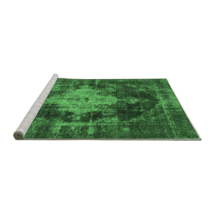 Sideview of Machine Washable Oriental Emerald Green Industrial Area Rugs, wshurb1741emgrn