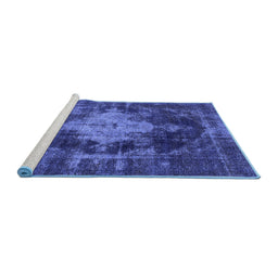 Sideview of Machine Washable Oriental Blue Industrial Rug, wshurb1741blu