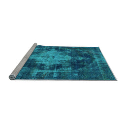 Sideview of Machine Washable Oriental Light Blue Industrial Rug, wshurb1741lblu