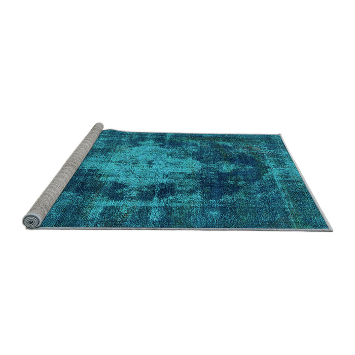 Sideview of Machine Washable Oriental Light Blue Industrial Rug, wshurb1741lblu