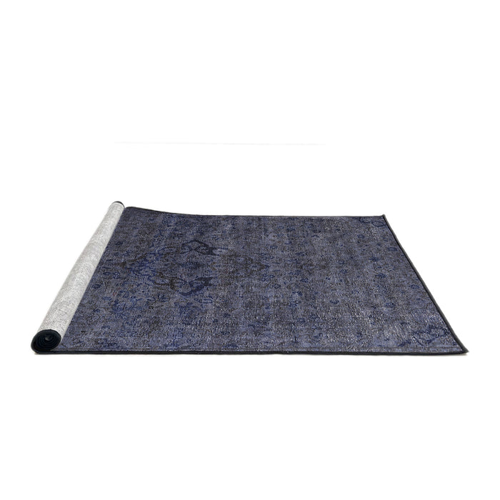 Sideview of Machine Washable Industrial Modern Slate Blue Grey Blue Rug, wshurb1742