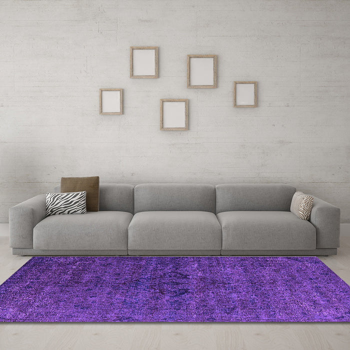 Machine Washable Oriental Purple Industrial Area Rugs in a Living Room, wshurb1742pur