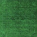 Square Machine Washable Oriental Green Industrial Area Rugs, wshurb1742grn