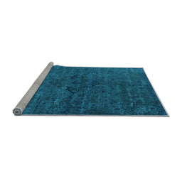 Sideview of Machine Washable Oriental Light Blue Industrial Rug, wshurb1742lblu