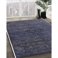 Mid-Century Modern Slate Blue Grey Oriental Rug, urb1742