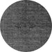 Round Machine Washable Oriental Gray Industrial Rug, wshurb1742gry