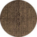 Round Machine Washable Oriental Brown Industrial Rug, wshurb1742brn