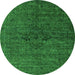 Round Oriental Green Industrial Rug, urb1742grn