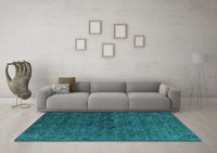 Machine Washable Oriental Turquoise Industrial Rug, wshurb1742turq