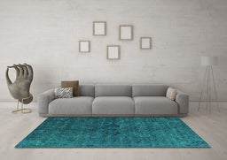 Machine Washable Oriental Turquoise Industrial Area Rugs in a Living Room,, wshurb1742turq