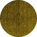 Round Oriental Yellow Industrial Rug, urb1742yw