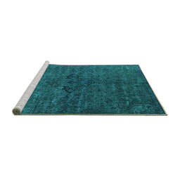 Sideview of Machine Washable Oriental Turquoise Industrial Area Rugs, wshurb1742turq