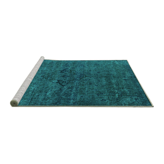 Sideview of Machine Washable Oriental Turquoise Industrial Area Rugs, wshurb1742turq
