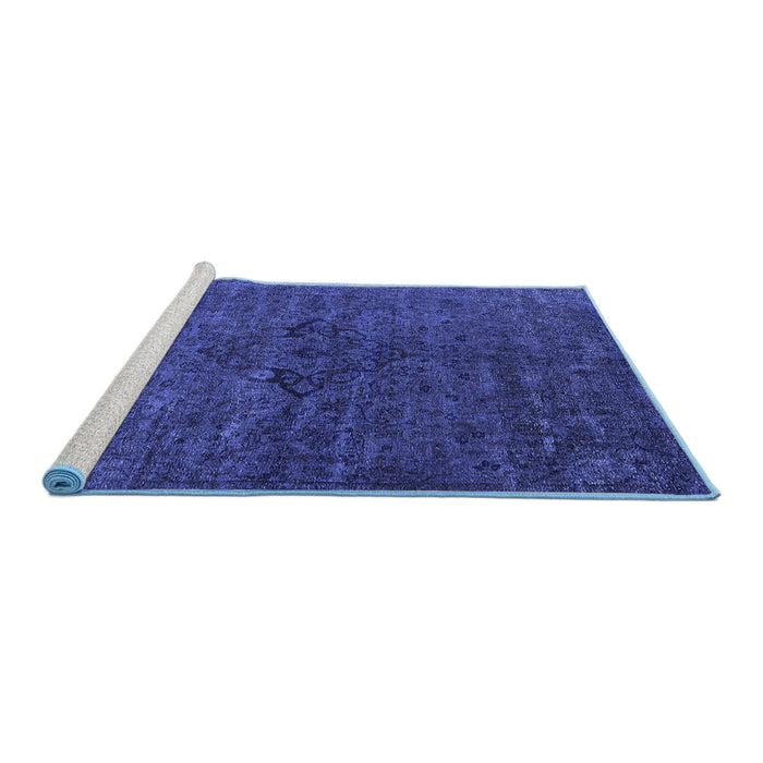 Sideview of Machine Washable Oriental Blue Industrial Rug, wshurb1742blu