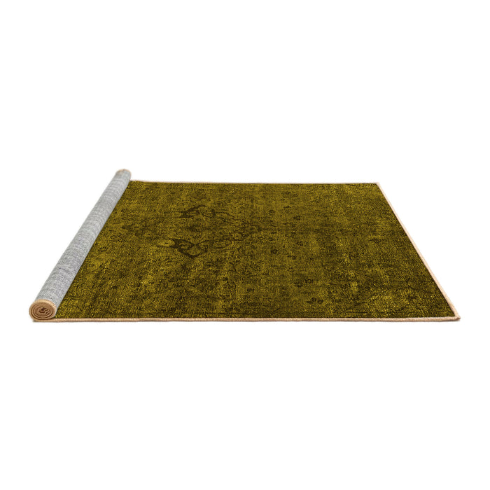 Sideview of Machine Washable Oriental Yellow Industrial Rug, wshurb1742yw