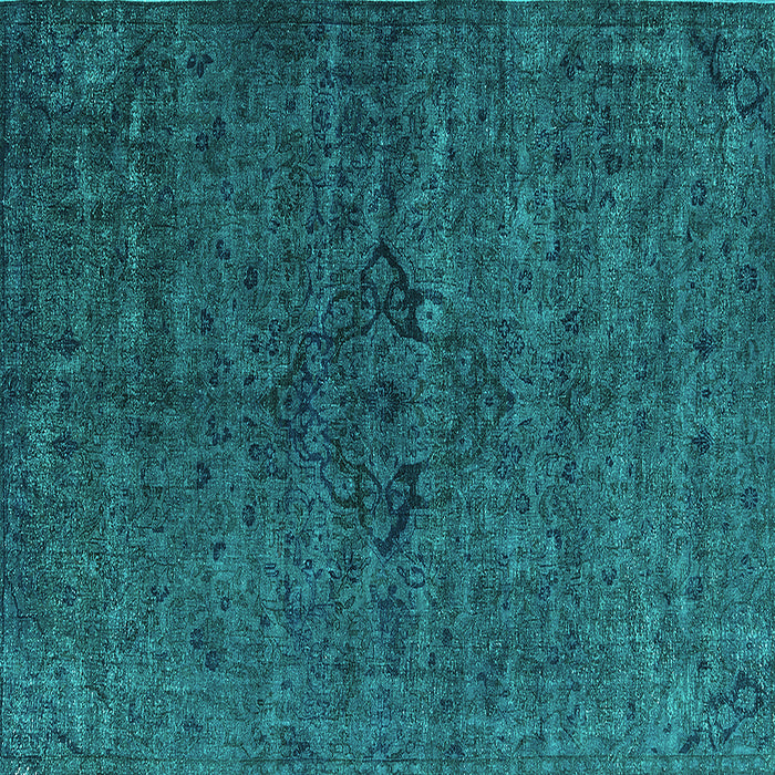Square Oriental Turquoise Industrial Rug, urb1742turq
