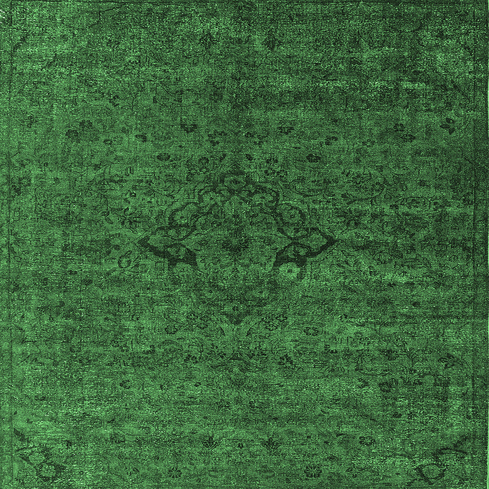 Square Machine Washable Oriental Emerald Green Industrial Area Rugs, wshurb1742emgrn