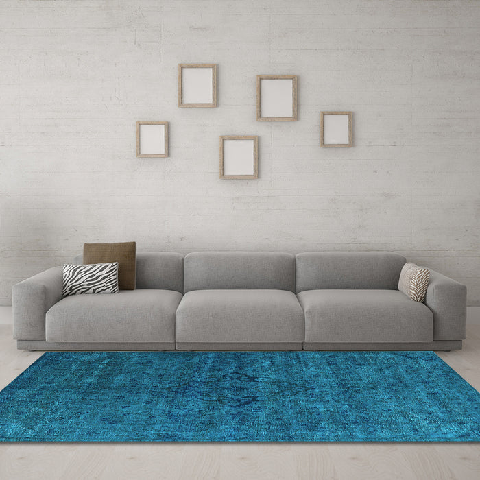 Machine Washable Oriental Light Blue Industrial Rug in a Living Room, wshurb1742lblu