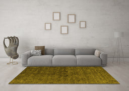 Machine Washable Oriental Yellow Industrial Rug in a Living Room, wshurb1742yw