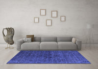 Machine Washable Oriental Blue Industrial Rug, wshurb1742blu