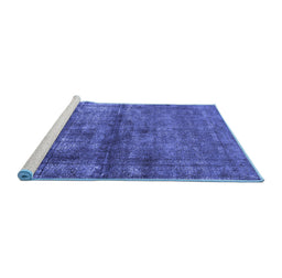 Sideview of Machine Washable Oriental Blue Industrial Rug, wshurb1743blu