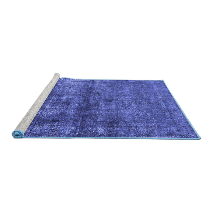 Sideview of Machine Washable Oriental Blue Industrial Rug, wshurb1743blu