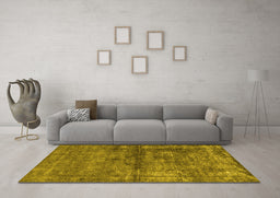 Machine Washable Oriental Yellow Industrial Rug in a Living Room, wshurb1743yw