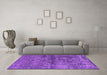 Machine Washable Oriental Purple Industrial Area Rugs in a Living Room, wshurb1743pur