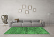 Machine Washable Oriental Emerald Green Industrial Area Rugs in a Living Room,, wshurb1743emgrn