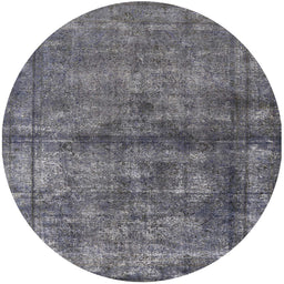 Round Mid-Century Modern Gunmetal Gray Oriental Rug, urb1743