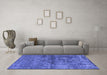 Machine Washable Oriental Blue Industrial Rug in a Living Room, wshurb1743blu