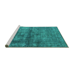 Sideview of Machine Washable Oriental Turquoise Industrial Area Rugs, wshurb1743turq