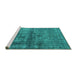 Sideview of Machine Washable Oriental Turquoise Industrial Area Rugs, wshurb1743turq