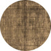 Round Oriental Brown Industrial Rug, urb1743brn